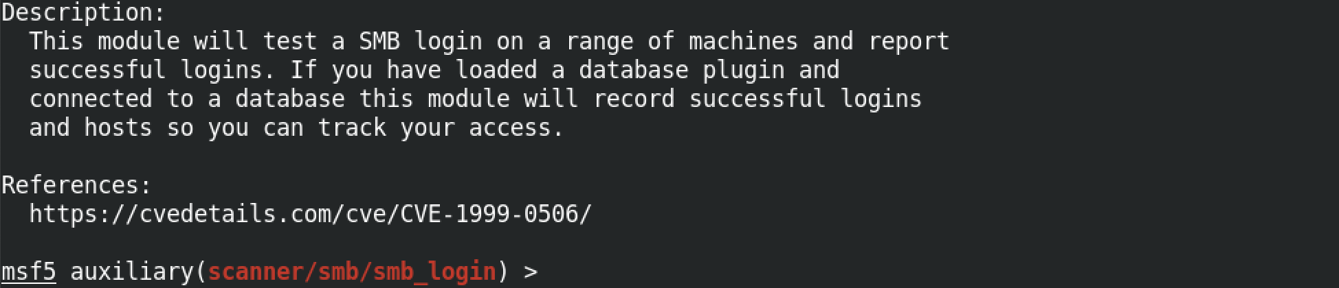 show info command in metasploit.