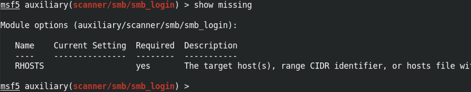 show missing command in metasploit.