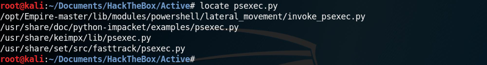 Location of psexec.py on the local filesystem.