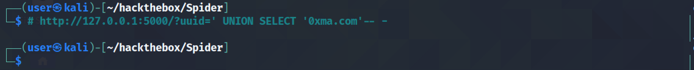 Adding 0xma.com to the UNION statement.