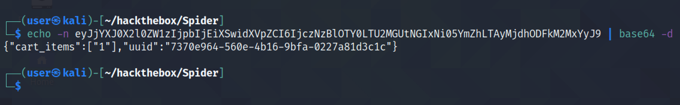 Base64 decoding the cookie.