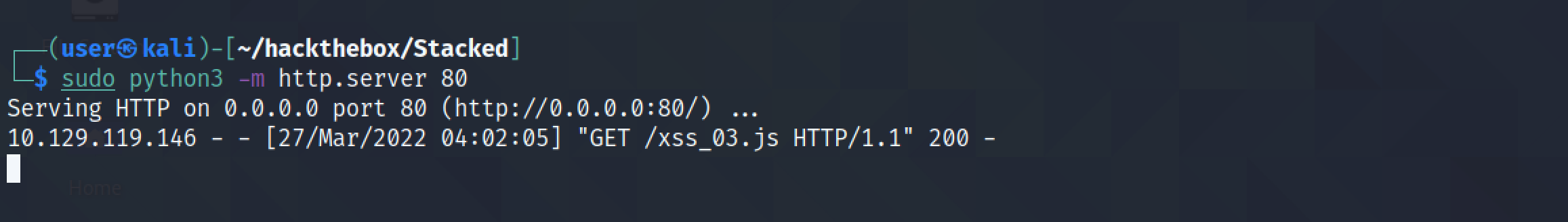 JavaScript file being retreived on the Python web server.