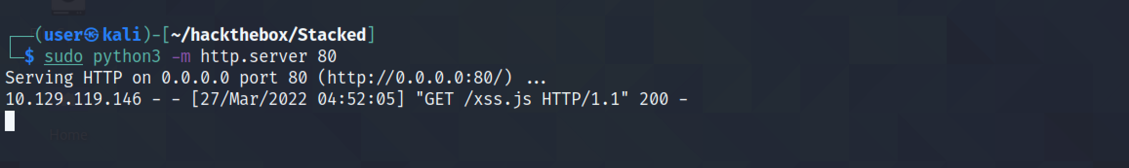 JavaScript file retrieved from Python server.