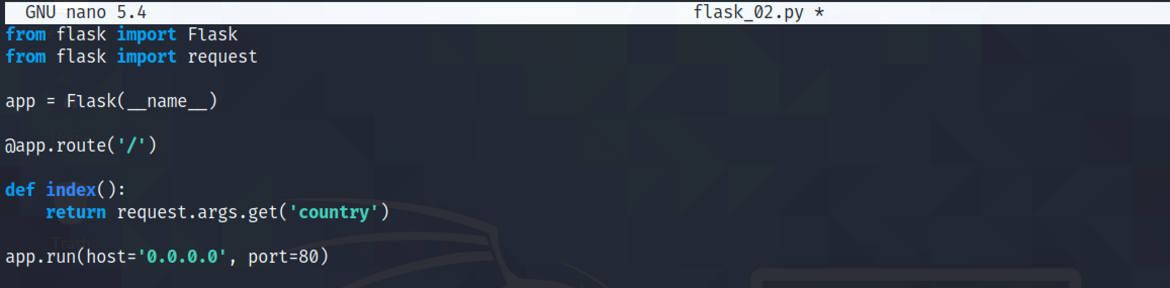 Flask proxy server script to read the country parameter.