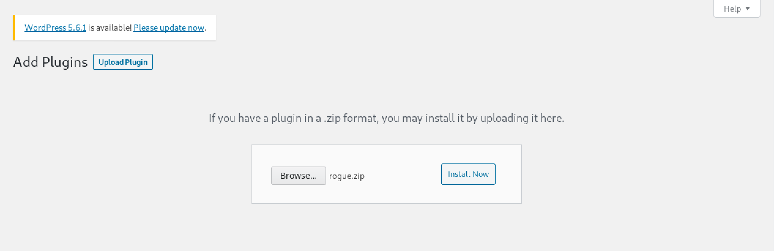 Installing the malicious plugin.